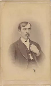 CDV Antik Foto Carte de Visite Mann Spitzbart offene Weste Carson Galion Ohio OH - Bild 1 von 5