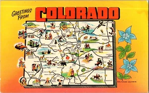 Mapa postal saludos desde Colorado cromado sin publicar - Imagen 1 de 2