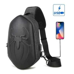 Hombres Carga USB Moda Ropa de Calle Eslinga Paquete Bandolera Motor Ciclismo Mochila - Imagen 1 de 14