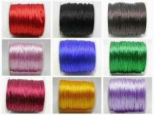 55 meters 1.5mm Braided Macrame Satin Silk Cord Chinese Knot Nylon Rattail - Picture 1 of 31