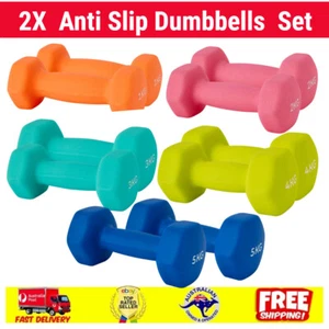 2X Anti Slip Dumbbells Set Weightlifting Dumbbell Pair Barbell Gym Hand Weights - Picture 1 of 21