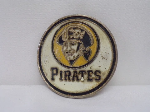 ORIGINAL Vintage 1970s Pittsburgh Pirates Pewter Belt Buckle Cover