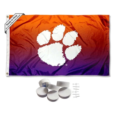 Clemson Tigers Gradient Large Logo Tapestry Banner Cover