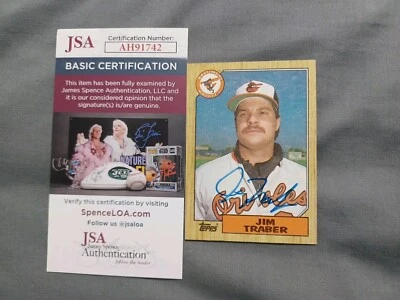 JIM TRABER 1987 Topps # 484 autographed signed card  BALTIMORE ORIOLES 87 JSA  - Image 1 of 4