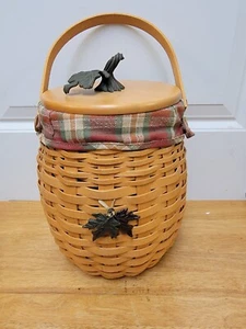 Longaberger 2000 October Fields Pumpkin Lidded Basket with Liner - Picture 1 of 5