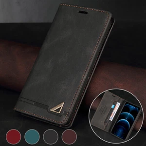 For iPhone 16e/16/15/14/13/12/11 XR SE 8 Leather Wallet Case Magnetic Flip Cover - Picture 1 of 28