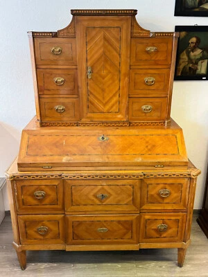 ANTIKER LOUIS SEIZE AUFSATZSEKRETÄR KOMMODE SEKRETÄR NUSSBAUM FURNIERT UM 1780 - Bild 1 von 4