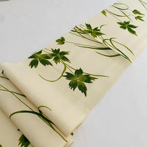 Green Suave #D 6.5x76-2.11yd LONG Vintage Hand Painted Kimono Silk Fabric RT35 - Picture 1 of 9