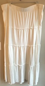 NWOT - White Mark Women's Elastic Waistband Tiered Maxi Skirt - White - Size 3XL - Picture 1 of 5