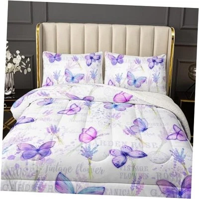 Juego de edredón polar Butterfly Sherpa talla para niñas niños Queen A-butterfly2 Foto 1 de 4