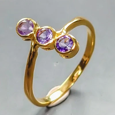 Anillo Amatista Natural Diseño Único Plata de Ley 925 Talla 6.25/R445366 Foto 1 de 4
