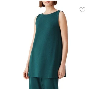 Eileen Fisher Ballettausschnitt gerippte Tunika grün Strick S lang ärmellos - Bild 1 von 7