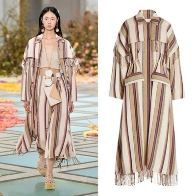 Ulla Johnson Isotta Robe Jacket Linen Striped Coat Beige Positano Small EUC - Image 1 of 4