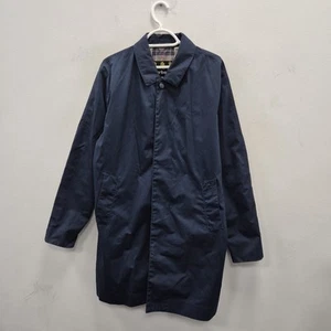 Barbour Rokig Waterproof Breathable Country Navy Jacket Mac Coat Size Medium - Picture 1 of 12