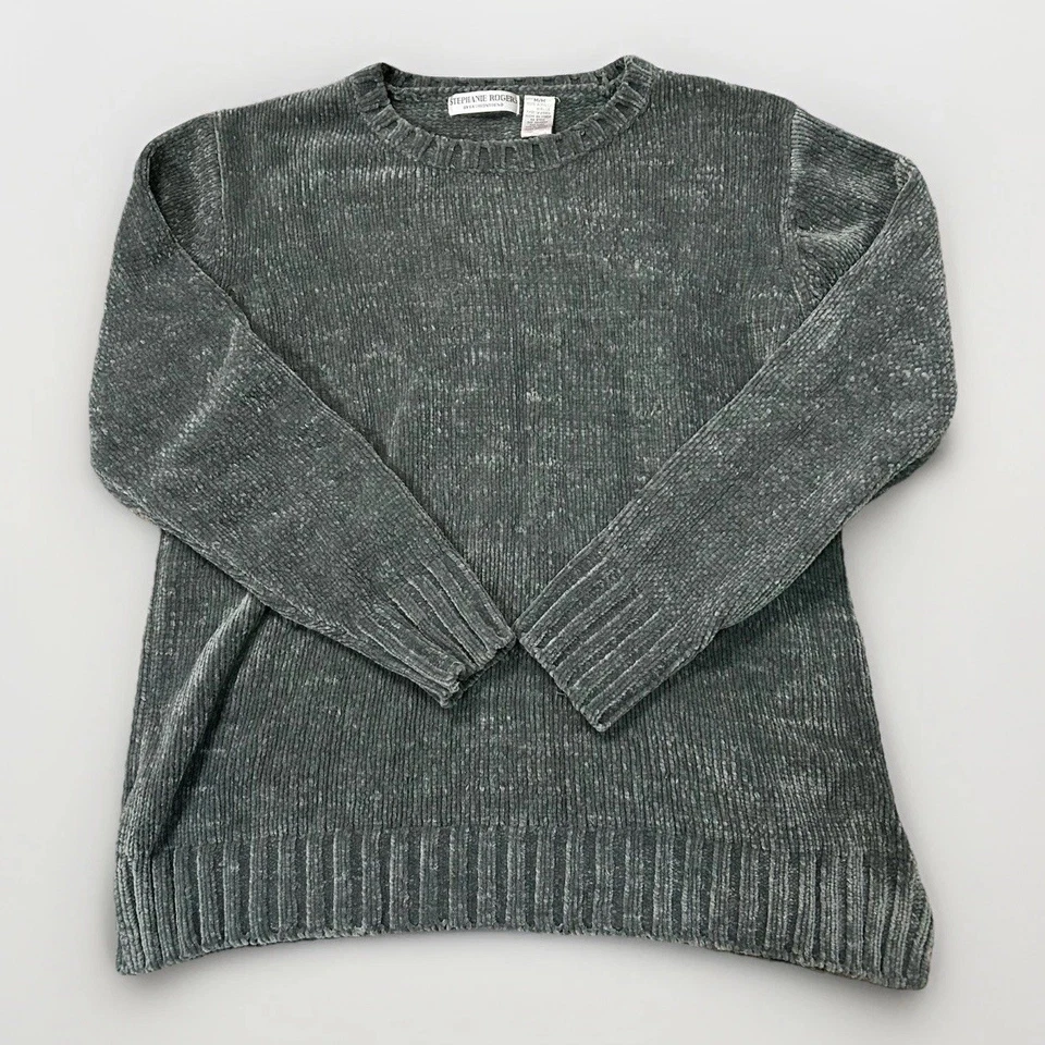 Suéter Y2K Stephanie Rogers Gris Chenilla Tejido Mediano Acogedor De Colección Fiesta de Vacaciones Foto 1 de 4