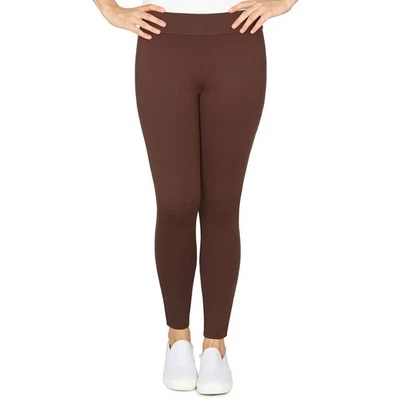 Ruby Rd Women's Pull on Elastic Waistband Stretch Ponte Leggings Pants in Brown - Image 1 of 4