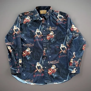 North River Country Christmas Shirt XL Rockin Santa Blues Guitar Western Fit - Picture 1 of 7
