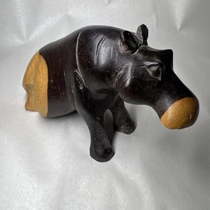 VTG Hand Carved Wooden Hippo Figure 6" African Folk Art Decor - Picture 1 of 6