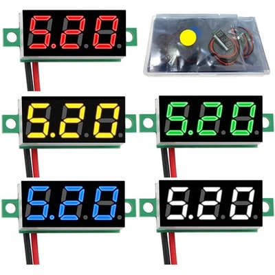 Mini Digital Voltmeter 0.28 Zoll Mehrfarben 5 Stück DC 2.4V-30V Verpolschutz Neu - Bild 1 von 2