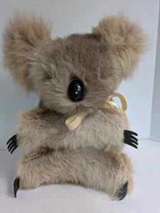 Vintage Souvenir Koala Bear 10" Tall Brown Bow Brown Eyes Sitting Fuzzy Ears - Picture 1 of 6