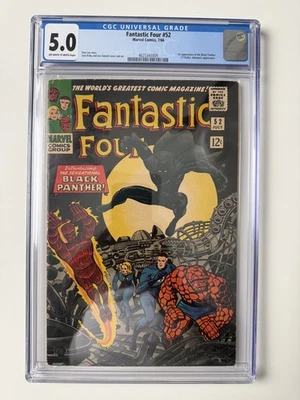 Fantastic Four #52 CGC 5.0 OW/W 1966 Marvel 1st Black Panther Silver Age Key - Image 1 of 4