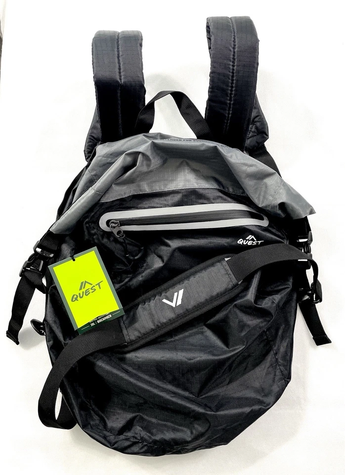 Quest Waterproof Roll-Top Backpack 30L Charcoal/Black