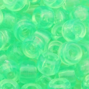 200pcs Barrel Plastic Pony Beads 9x6mm Transparent Light Green 11201016 - Picture 1 of 2
