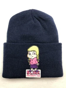 Blink 182 Cartoon Girl Logo License Patch Navy Knit New Beanie - Picture 1 of 2
