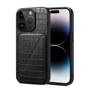 Card Slot Crocodile Pattern Phone Case For iPhone 11 12 13 14 15 Pro Max XR 7 8 - Picture 1 of 38