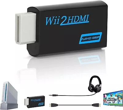 WII2HDMI Nintendo WII To HDMI Adapter Converter 1080P 720P Full HD Output BLACK • 5.86£