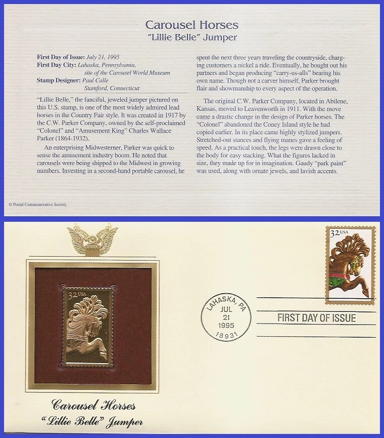 USA2 #2979 U/A GOLDEN REPLICA FDC   Brown Jumper Carousel Horse - Image 1 of 1