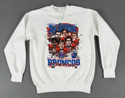 Suéter grande caricatura vintage nuevo con etiquetas Salem 1987 Denver Broncos NFL AFC Champs Foto 1 de 4