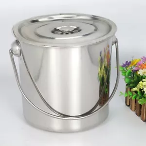 12L Metal Bucket Stainless Steel with Lid Handle Food Bucket Milk Bucket Uk - Picture 1 of 10