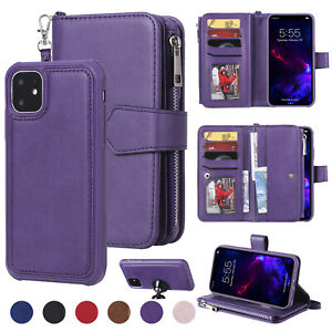 Zipper Leather Removable Wallet Case For Samsung S22 S21 Ultra Note20 S20 S10S9+
