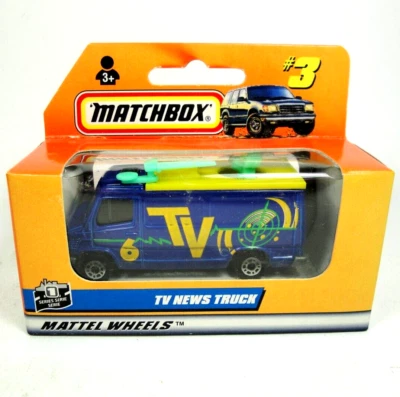 1997 Matchbox #3 Orange Window Box TV News Truck Blue Mattel Wheels Superfast - Image 1 of 4