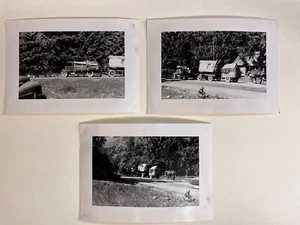 Vintage c1940 3 Photographs Gypsy Style Caravan, Horse Drawn Old Truck Photo P1 - Picture 1 of 7