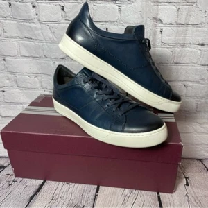 New Bruno Magli Warren Leather Navy Sneakers Size 44.5 US 11.5 - Picture 1 of 13