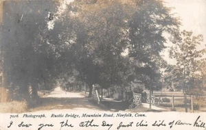NORFOLK, CT ~ RUSTIC BRIDGE, MOUNTAIN ROAD, DEMARS REAL PHOTO PC ~ used 1906 - Picture 1 of 2