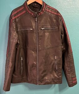 X Ray Jeans Mens Leather Bomber Jacket XL Brown