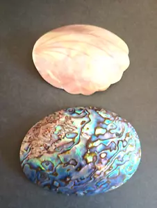 2 bellissime fibbie da cintura vintage Charmant of Beverly Hills Abalone conchiglia di mare - Foto 1 di 6
