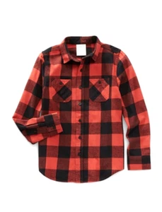 THEREABOUTS Red Buffalo Plaid Boys L 14/16 Long Sleeve Cotton Flannel Shirt NWT - Picture 1 of 3