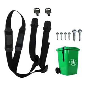 Trash Can Lid Lock Adjustable Dustbins Secure Lock Straps,With Mount Screws & Bu - Picture 1 of 5