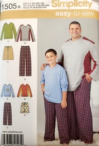 Simplicity 1505 Husky Boys S-L +Mens 1XL-5XL Lounge Top Pant Shorts Easy-to-Sew - Picture 1 of 2