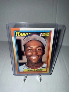 Tarjeta de béisbol Donald Harris autografiada 1990 Topps 314 firmada automática radiocontrol Texas Ranger - Imagen 1 de 4