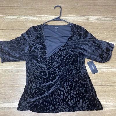 Blusa Para Mujer Alfani Manga Larga Terciopelo Con Lazo Lateral Negro Talla PP Foto 1 de 4