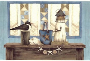 Leuchtturm Quilt Bird 1 Stck. 11"" x 7-1/4"" Überglasung Wasserrutsche Keramik Aufkleber - Bild 1 von 1