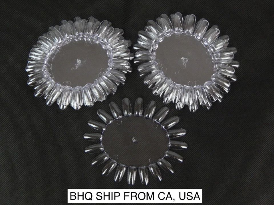 10 Pcs Round Nail Art Acrylic False Fake Tips Display Practice Wheel Board Clear - Image 1 of 1