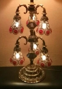 Hollywood Regency Brass Vintage Six Arm Light Table Lamp  - Picture 1 of 12