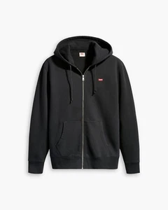 LEVI'S Suéter Negro Sólido Ligero Algodón Ajuste Estándar Cremallera Completa Sudadera con Capucha S - Imagen 1 de 3