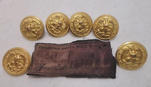 Jacob Reeds Sons Pre prima guerra mondiale 6 (1") bottoni aquila e 1 etichetta indumento Stati Uniti Abbigliamento navale - Foto 1 di 5